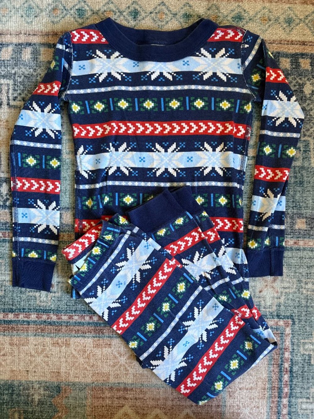 Hanna Andersson Nordic Fair Isle Pajamas Size 5 110 Organic Cotton